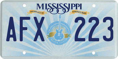 MS license plate AFX223