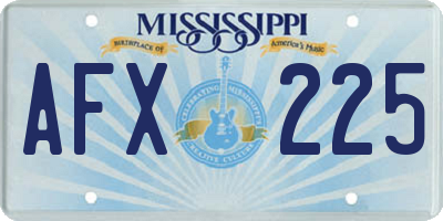 MS license plate AFX225