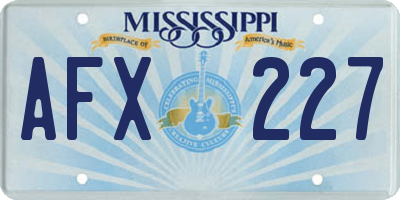 MS license plate AFX227