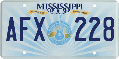 MS license plate AFX228