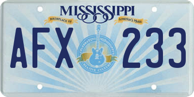 MS license plate AFX233