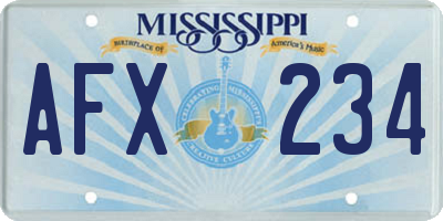 MS license plate AFX234