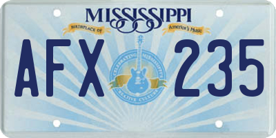 MS license plate AFX235