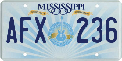 MS license plate AFX236