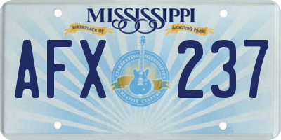 MS license plate AFX237