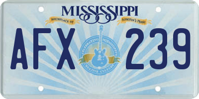 MS license plate AFX239