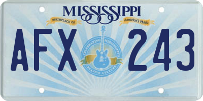 MS license plate AFX243
