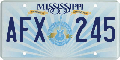 MS license plate AFX245
