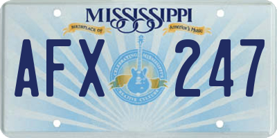 MS license plate AFX247