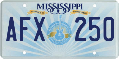 MS license plate AFX250