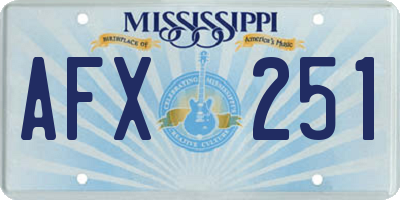 MS license plate AFX251