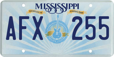 MS license plate AFX255