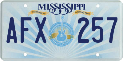 MS license plate AFX257