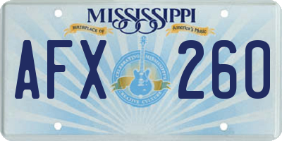 MS license plate AFX260