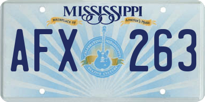 MS license plate AFX263