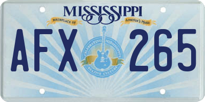 MS license plate AFX265