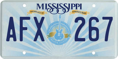 MS license plate AFX267
