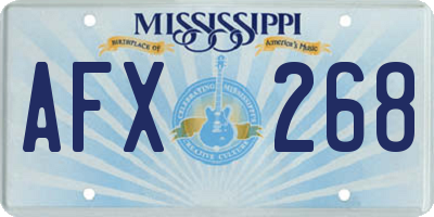 MS license plate AFX268