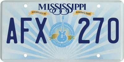 MS license plate AFX270