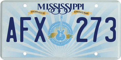 MS license plate AFX273