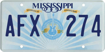 MS license plate AFX274