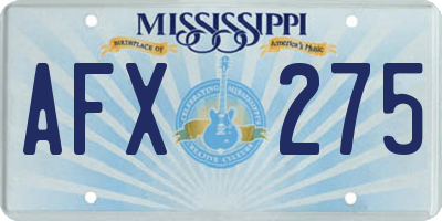 MS license plate AFX275