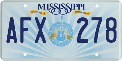 MS license plate AFX278
