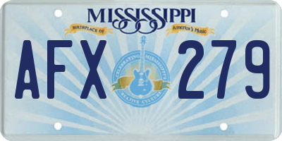 MS license plate AFX279