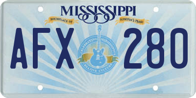 MS license plate AFX280