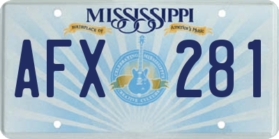 MS license plate AFX281