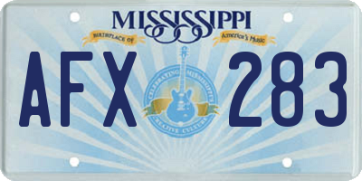 MS license plate AFX283