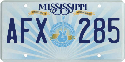 MS license plate AFX285