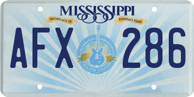 MS license plate AFX286