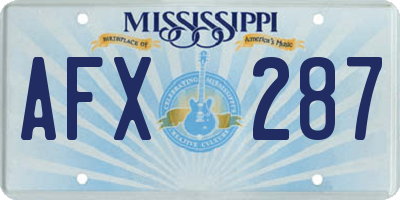 MS license plate AFX287