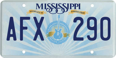 MS license plate AFX290