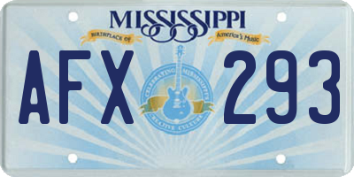 MS license plate AFX293