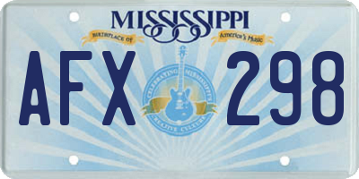 MS license plate AFX298