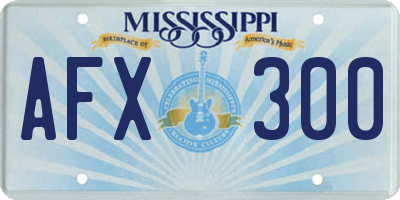 MS license plate AFX300