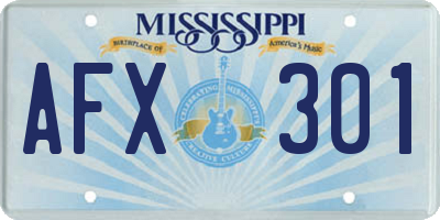 MS license plate AFX301