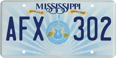 MS license plate AFX302