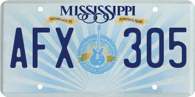 MS license plate AFX305