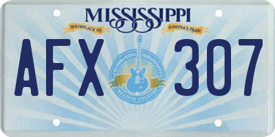 MS license plate AFX307