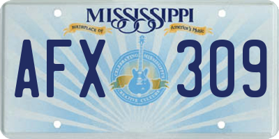 MS license plate AFX309
