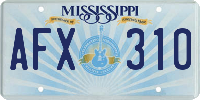 MS license plate AFX310