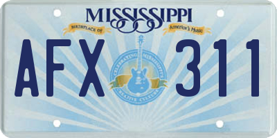 MS license plate AFX311