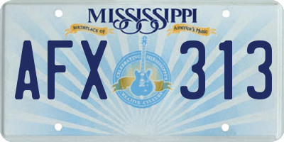 MS license plate AFX313
