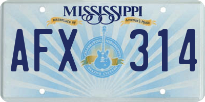 MS license plate AFX314