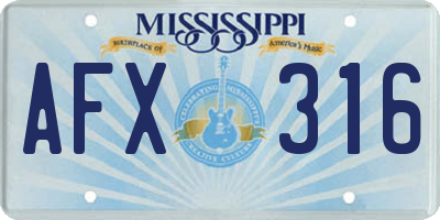 MS license plate AFX316