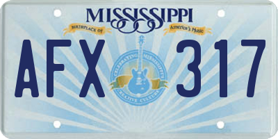 MS license plate AFX317