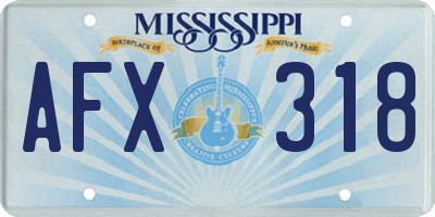 MS license plate AFX318